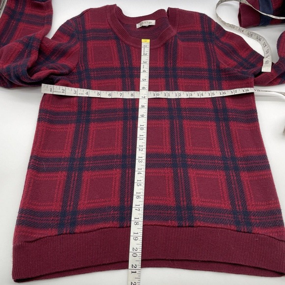 Orvis Red Wool Blend Plaid Crew Neck Sweater Womens Size‎ Small - Picture 3 of 5